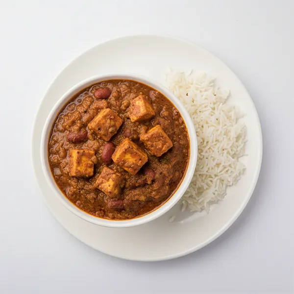 Pahadi Rajma Aur Paneer Masala With Steamed Rice